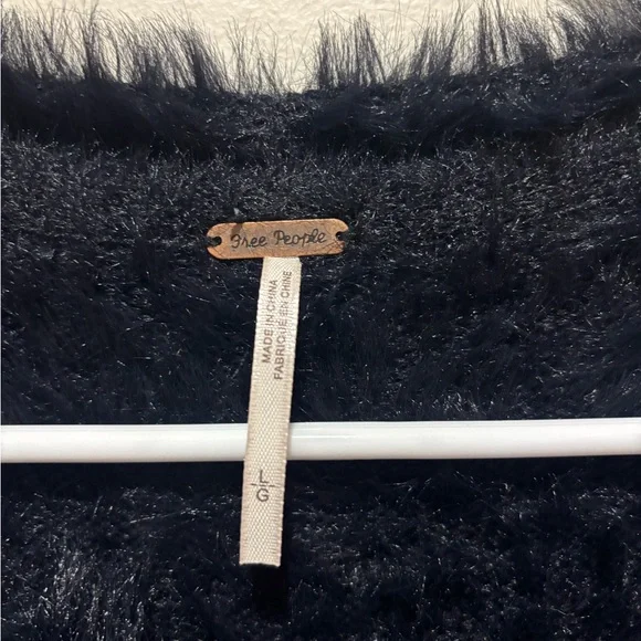Free People Faux Fur Cardigan Sweater in Black, Women’s Size Large - Picture 4 of 10